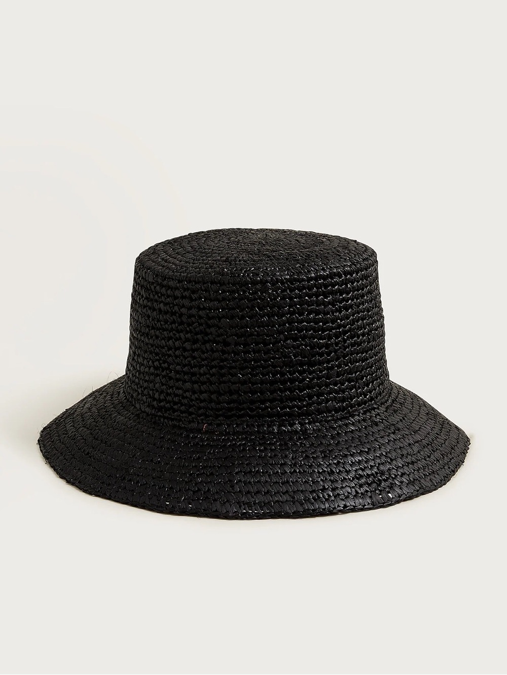 J.Crew Wide Brim Raffia Bucket Hat Black S-M
